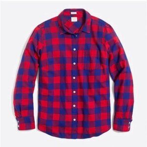 J. Crew The Boy Fit blue red buffalo plaid flannel button down shirt M